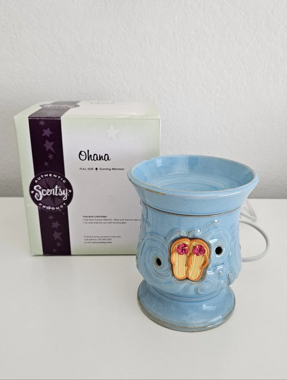 Scentsy Ohana Beach Flip Flop Sandals Wax Warmer Full Size Blue Surf Vacation